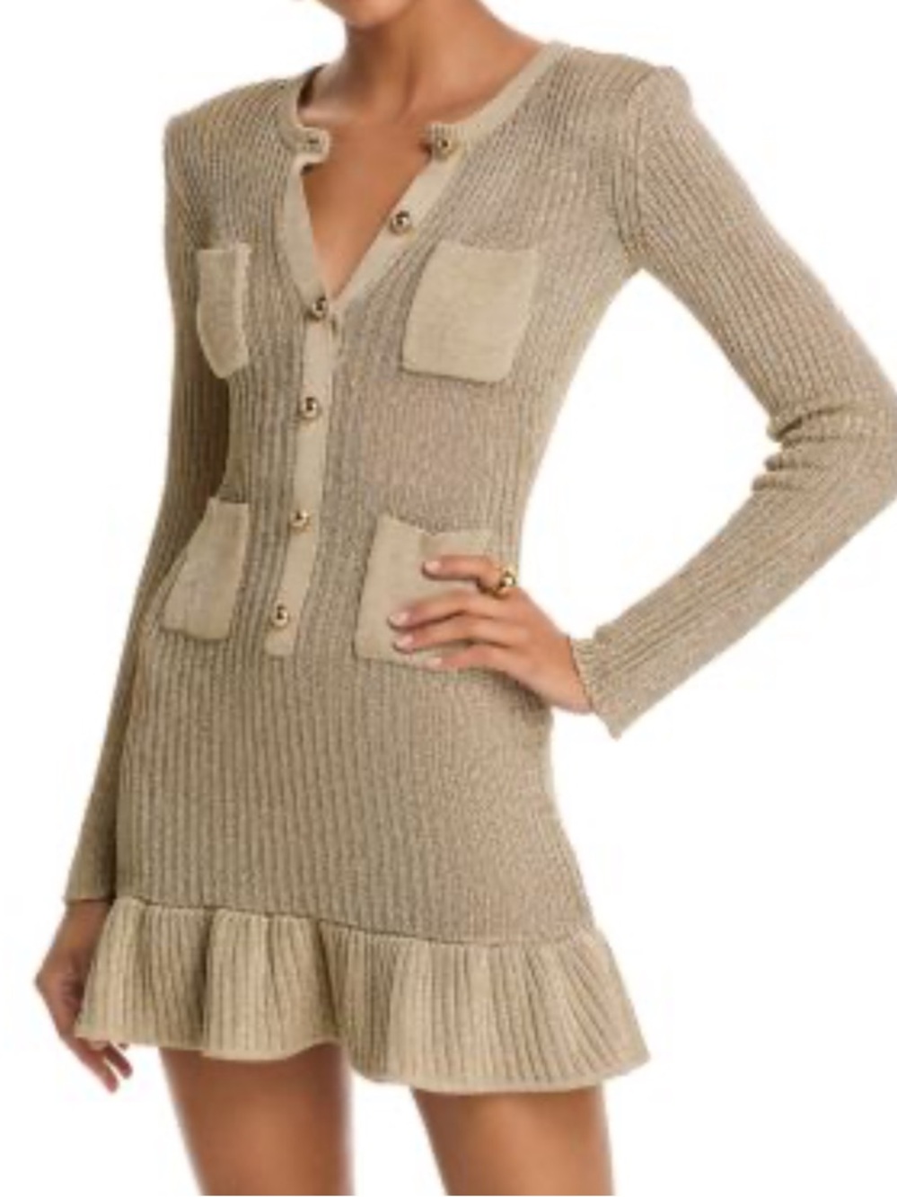 SELF-PORTRAIT Lurex Knit Mini Dress, size US 2